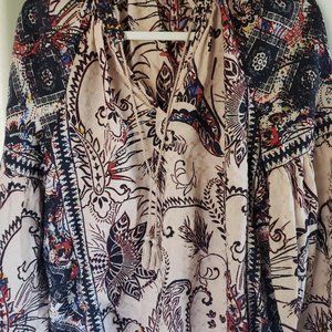 Multicolor Lucky Brand Women's Top Voluminous Balloon Like Long Sleeves Size S/P